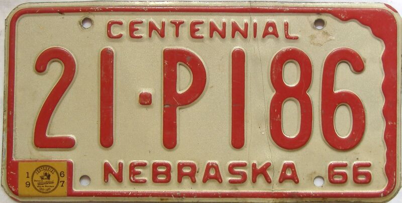 1967 Nebraska  (Single) license plate for sale