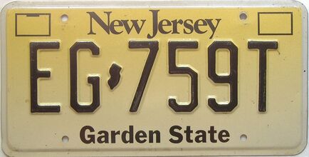 New Jersey  (Single) license plate for sale