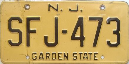 New Jersey  (Single) license plate for sale