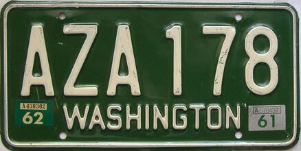 1962 Washington  (Single) license plate for sale