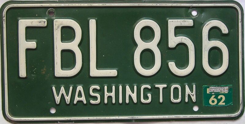 1962 Washington  (Single) license plate for sale