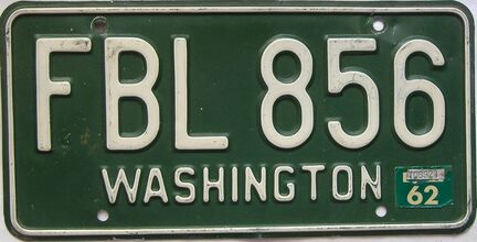1962 Washington  (Single) license plate for sale