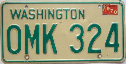 1970 Washington  (Single) license plate for sale