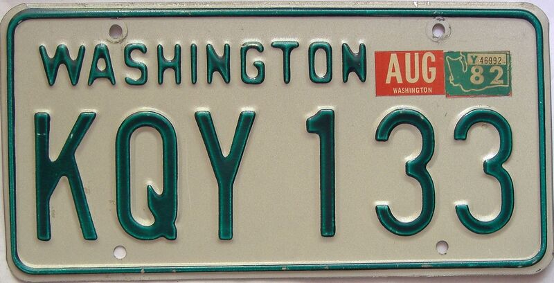 1982 Washington  (Single) license plate for sale