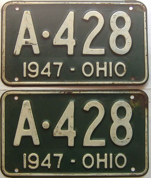 1947 Ohio  (Pair) license plate for sale
