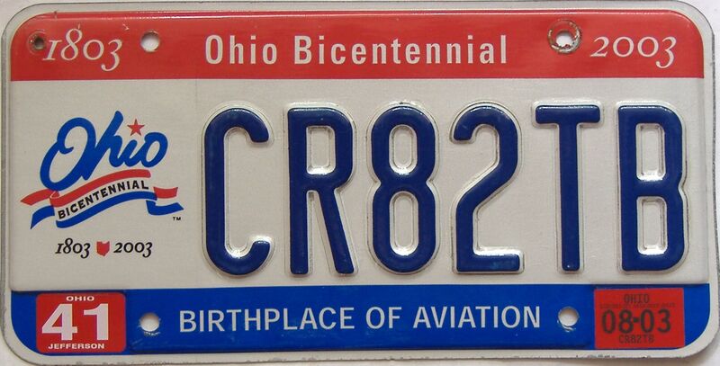 2003 Ohio  (Single) license plate for sale