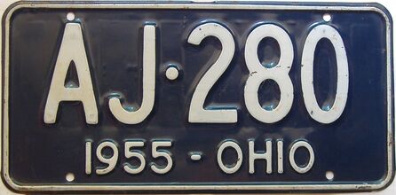 1955 Ohio  (Single) license plate for sale