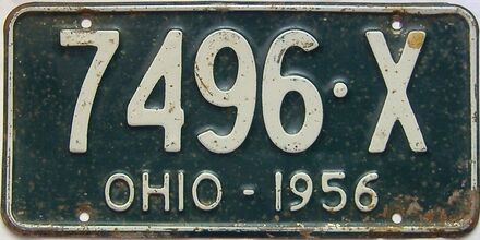 1956 Ohio  (Single) license plate for sale