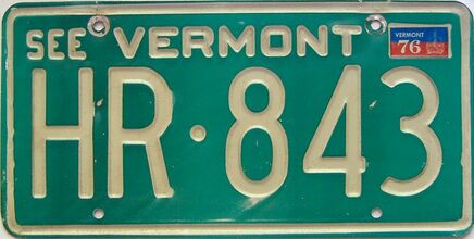 1976 Vermont  (Single) license plate for sale