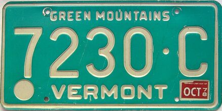 1978 Vermont  (Single) license plate for sale