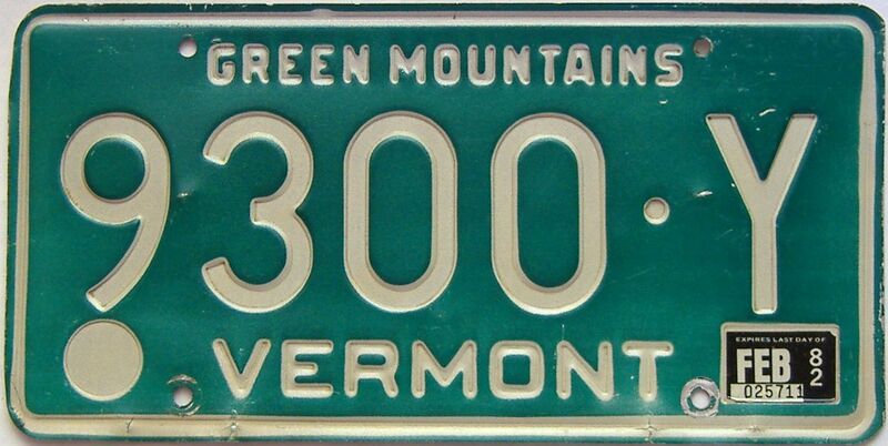 1982 Vermont  (Single) license plate for sale