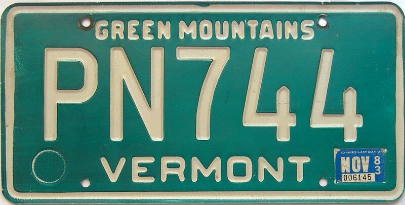 1983 Vermont  (Single) license plate for sale