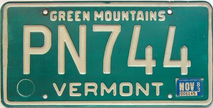 1983 Vermont  (Single) license plate for sale