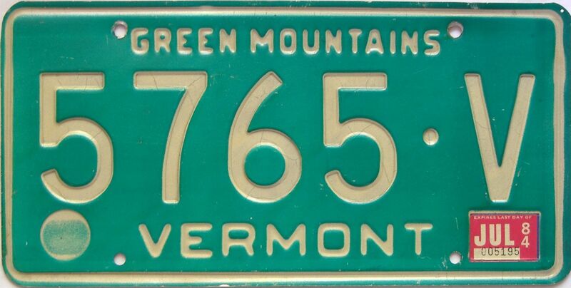 1984 Vermont license plate for sale