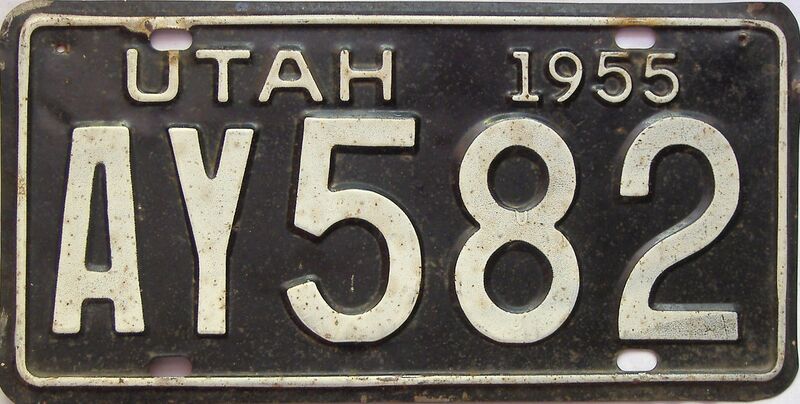 1955 Utah  (Single) license plate for sale