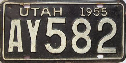 1955 Utah  (Single) license plate for sale