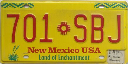 2015 New Mexico license plate for sale