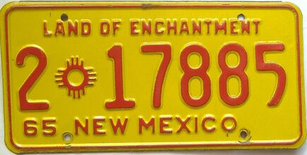 1965 New Mexico license plate for sale
