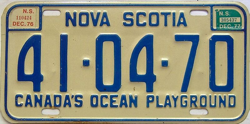 1976 Nova Scotia  (Single) license plate for sale