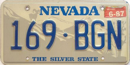 1987 Nevada  (Single) license plate for sale