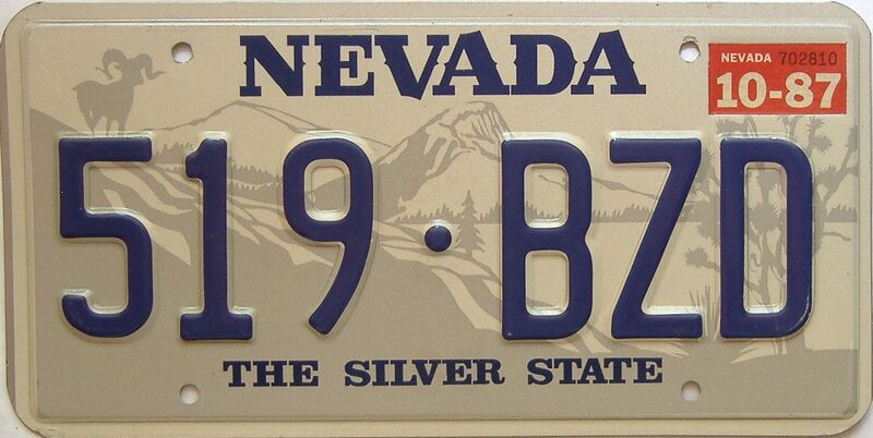 1987 Nevada  (Single) license plate for sale