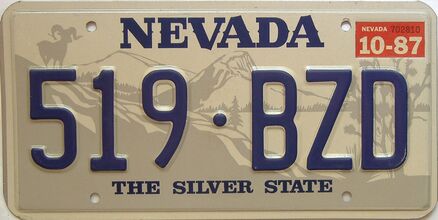 1987 Nevada  (Single) license plate for sale