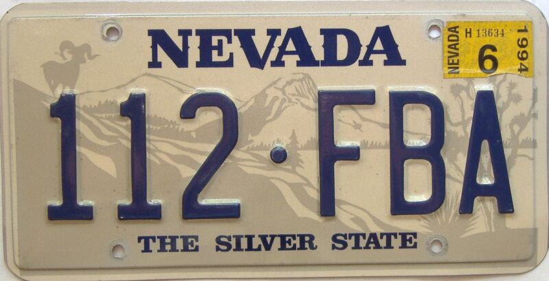 1994 Nevada  (Single) license plate for sale