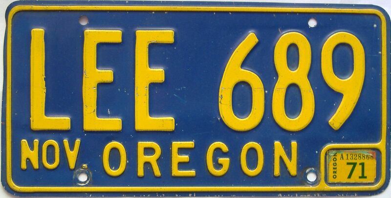 1971 Oregon  (Single) license plate for sale