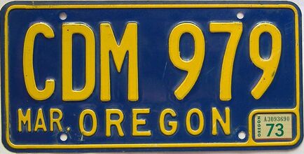 1973 Oregon  (Single) license plate for sale