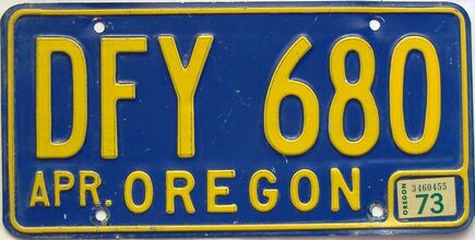 1973 Oregon  (Single) license plate for sale