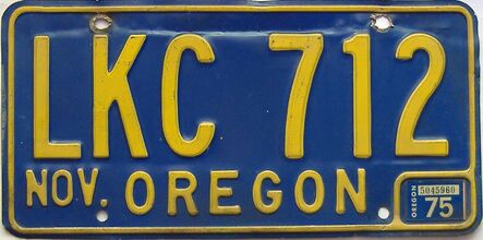 1975 Oregon  (Single) license plate for sale