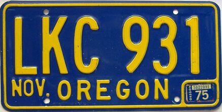 1975 Oregon  (Single) license plate for sale