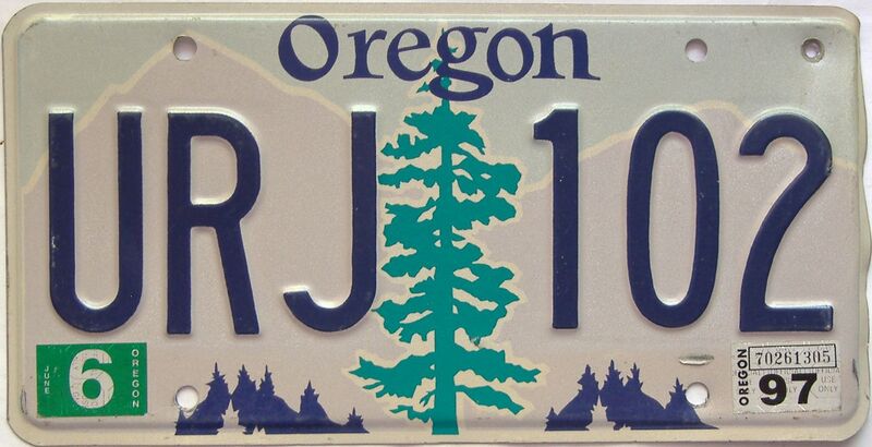 1997 Oregon  (Single) license plate for sale