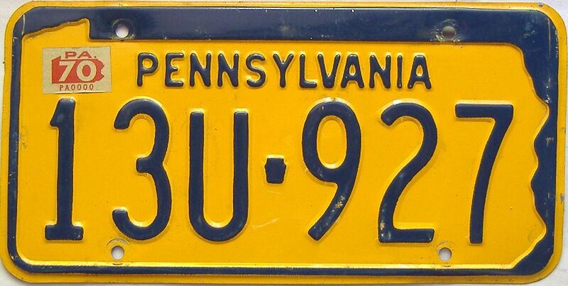 1970 Pennsylvania license plate for sale