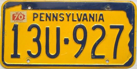 1970 Pennsylvania license plate for sale