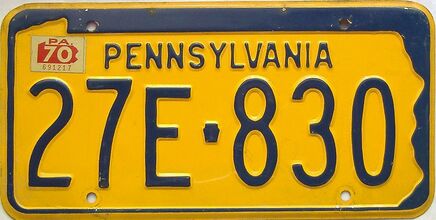 1970 Pennsylvania license plate for sale