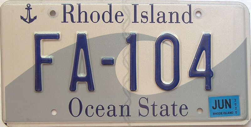2020 Rhode Island  (Single) license plate for sale