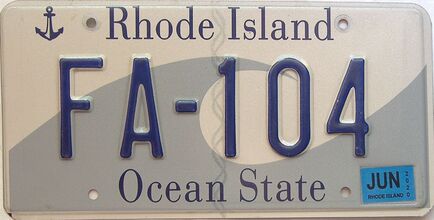 2020 Rhode Island  (Single) license plate for sale