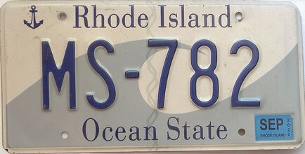 2020 Rhode Island  (Single) license plate for sale