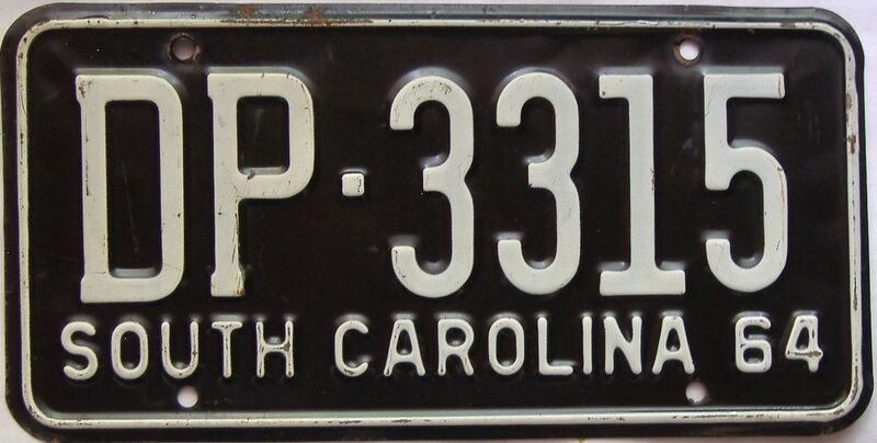 1964 South Carolina  (Single) license plate for sale