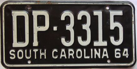 1964 South Carolina  (Single) license plate for sale