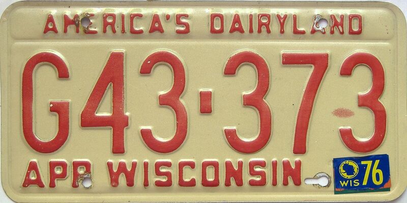 1976 Wisconsin  (Single) license plate for sale
