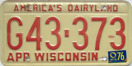1976 Wisconsin  (Single) license plate for sale