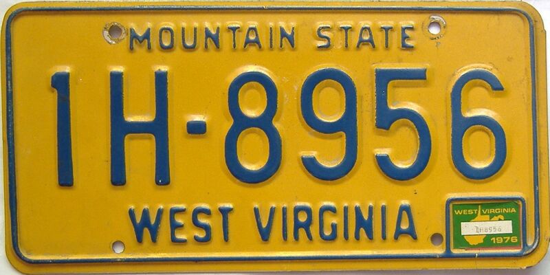 1976 West Virginia license plate for sale