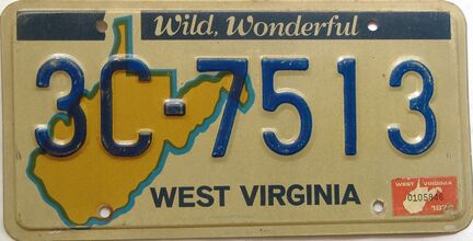1978 West Virginia license plate for sale