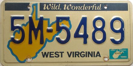 1980 West Virginia license plate for sale