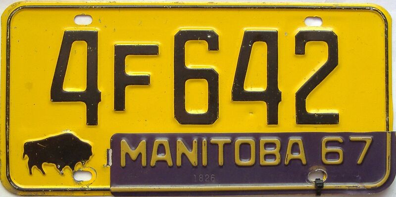 1967 Manitoba  (Single) license plate for sale