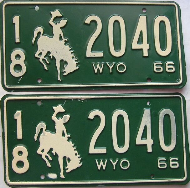1966 Wyoming  (Pair) license plate for sale