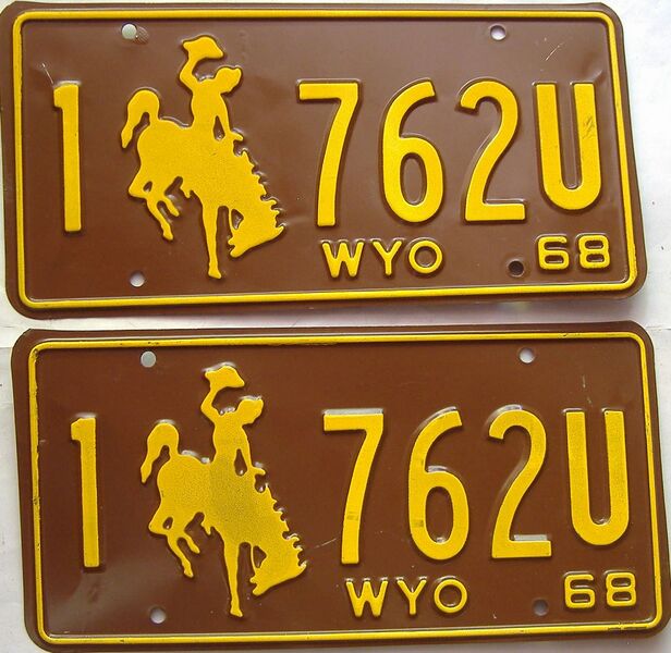 1968 Wyoming  (Pair) license plate for sale