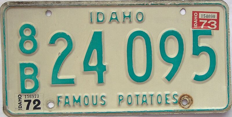 1973 Idaho  (Single) license plate for sale